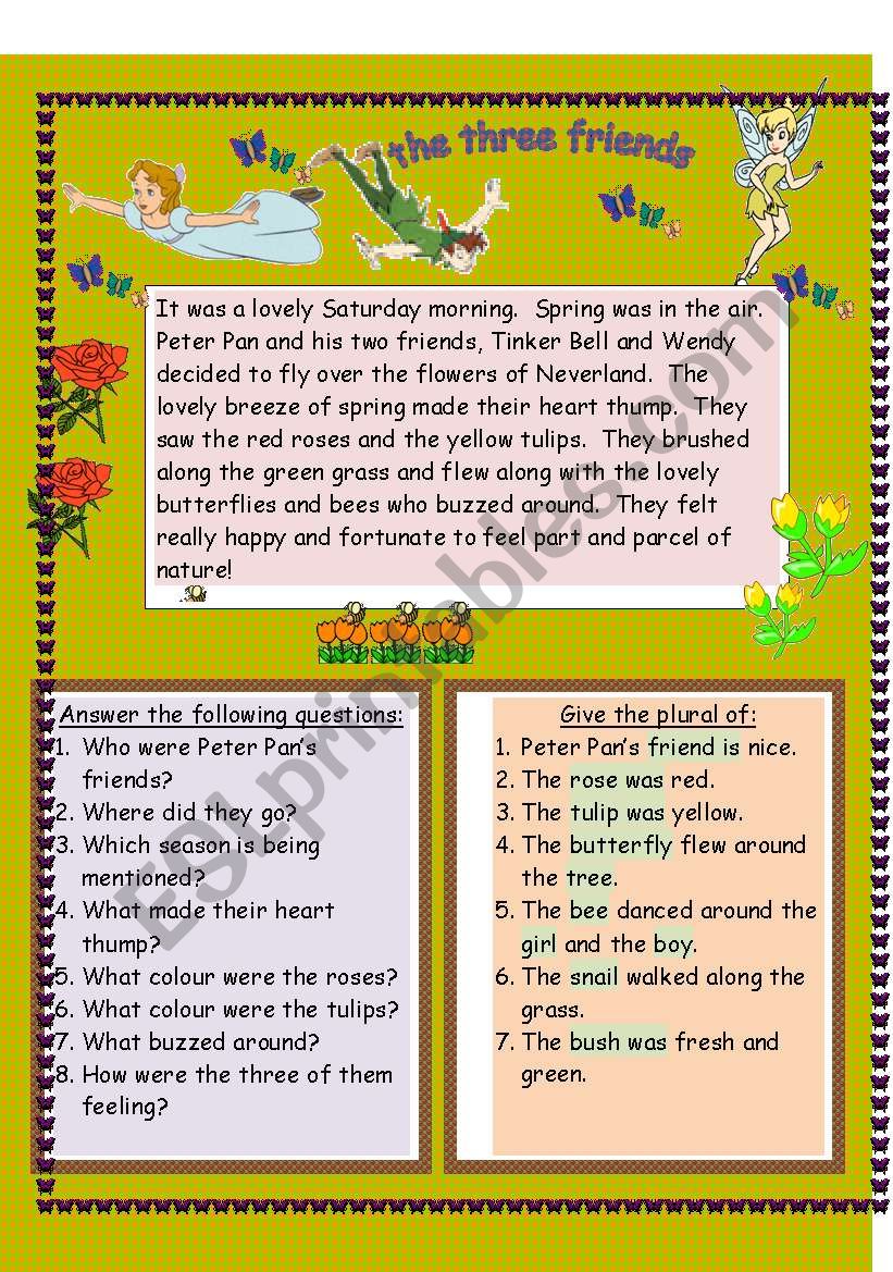 The three friends worksheet