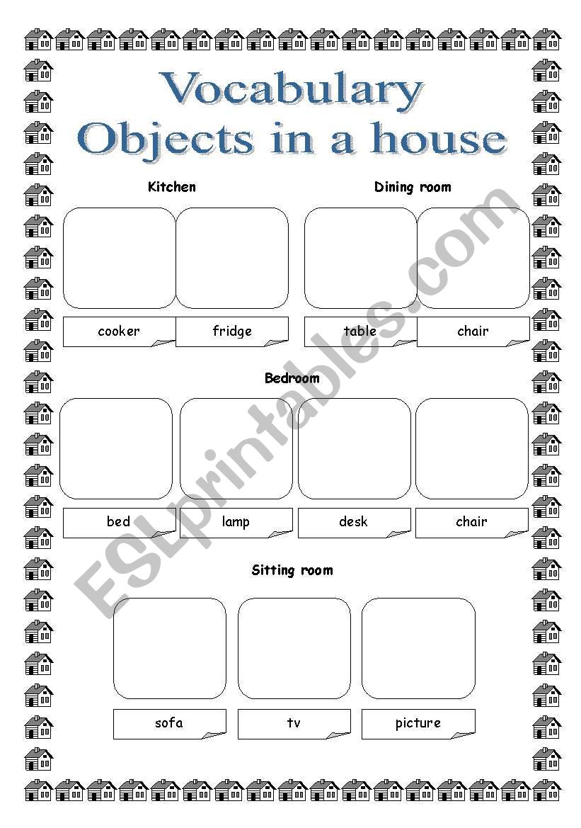 Objects in a house worksheet