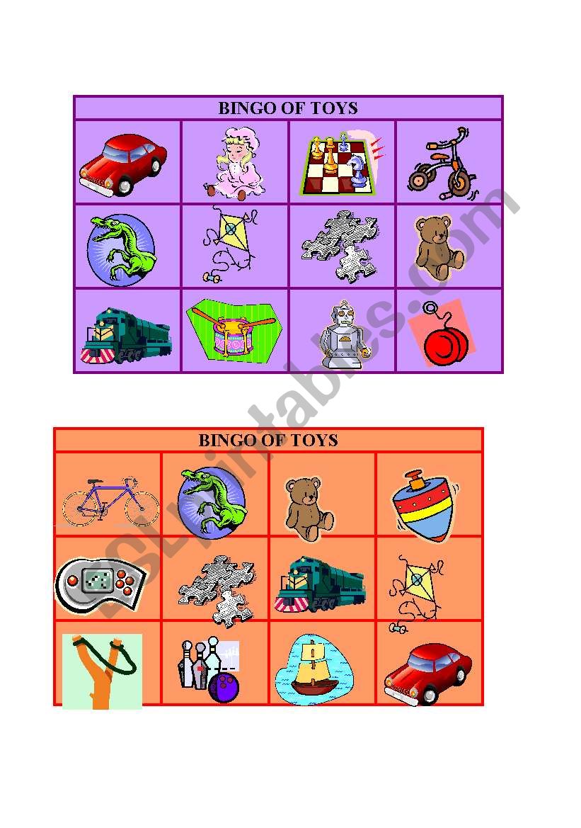 BINGO OF TOYS (part 1) worksheet