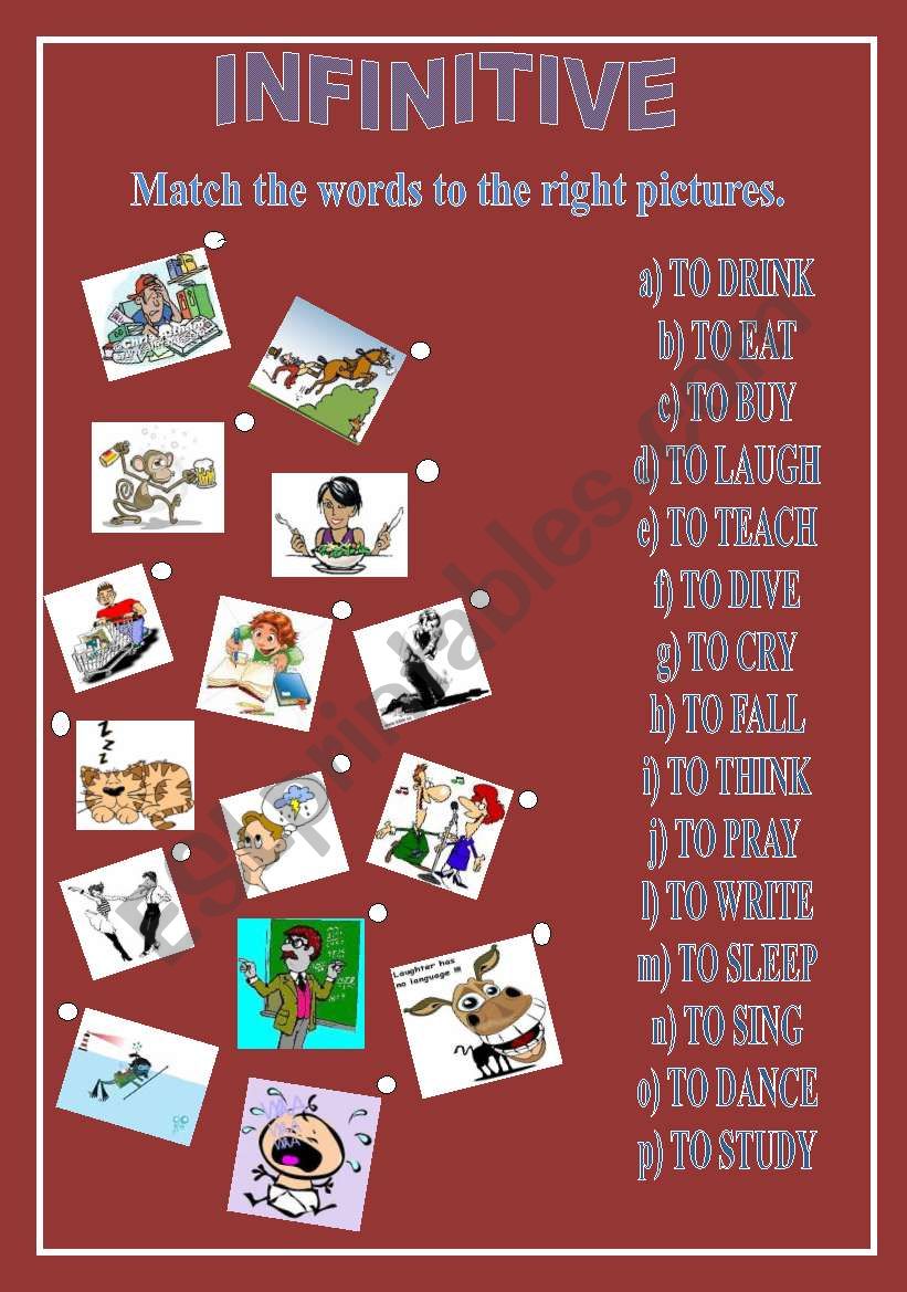 The Infinitive forms of the verbs