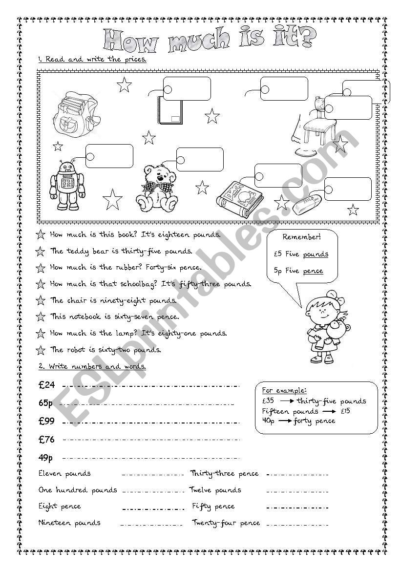 How much is it? worksheet