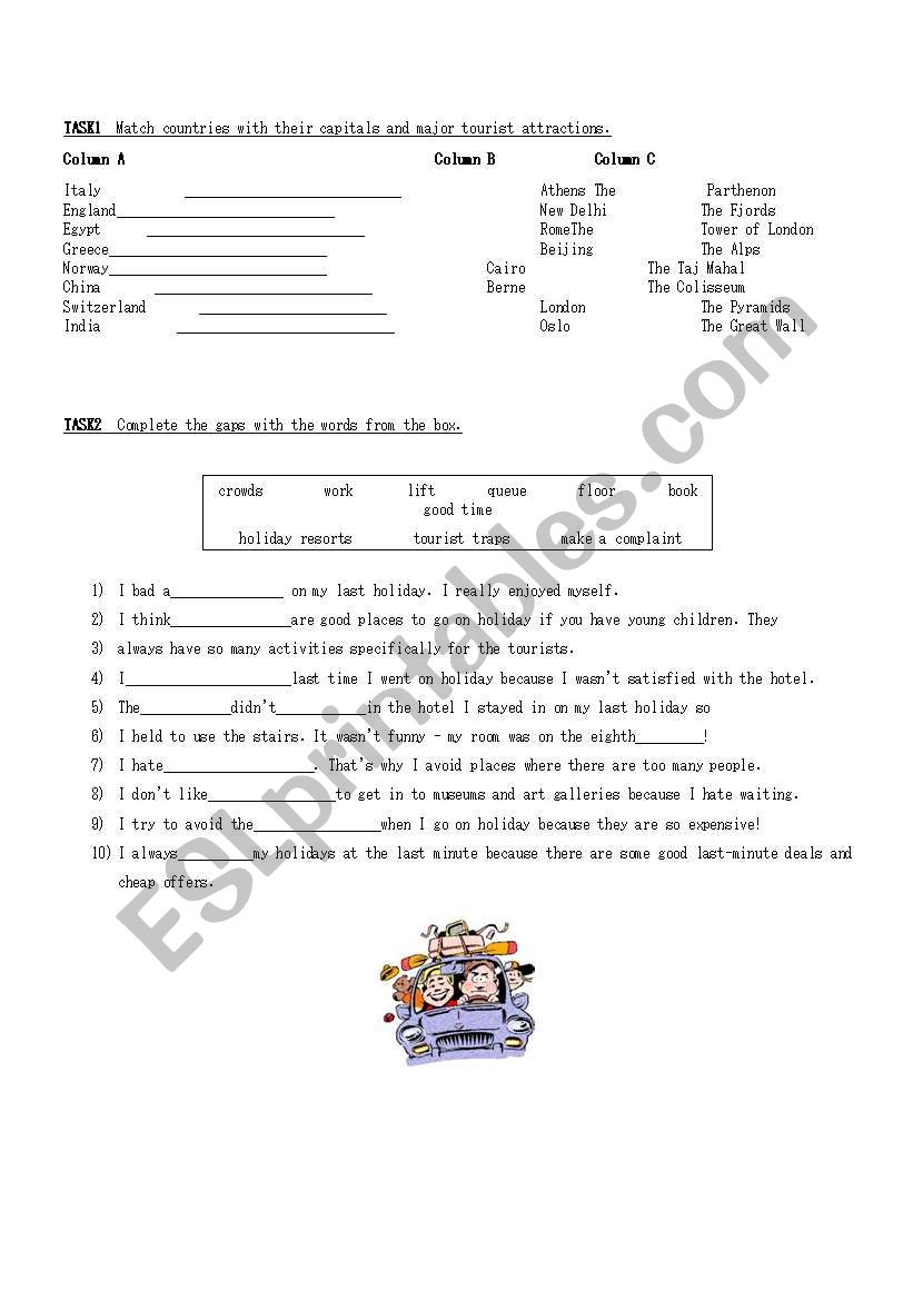 Vacations Tasks worksheet