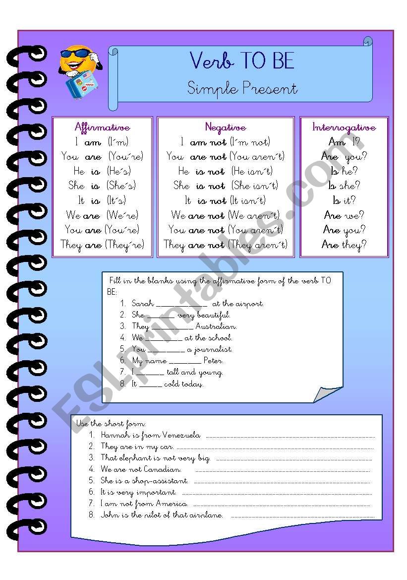 TO BE present simple worksheet