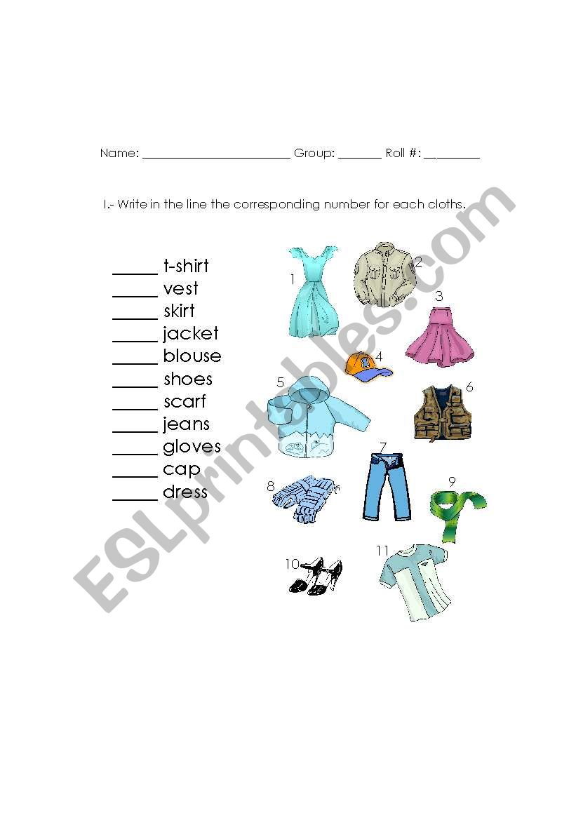 CLOTHES worksheet