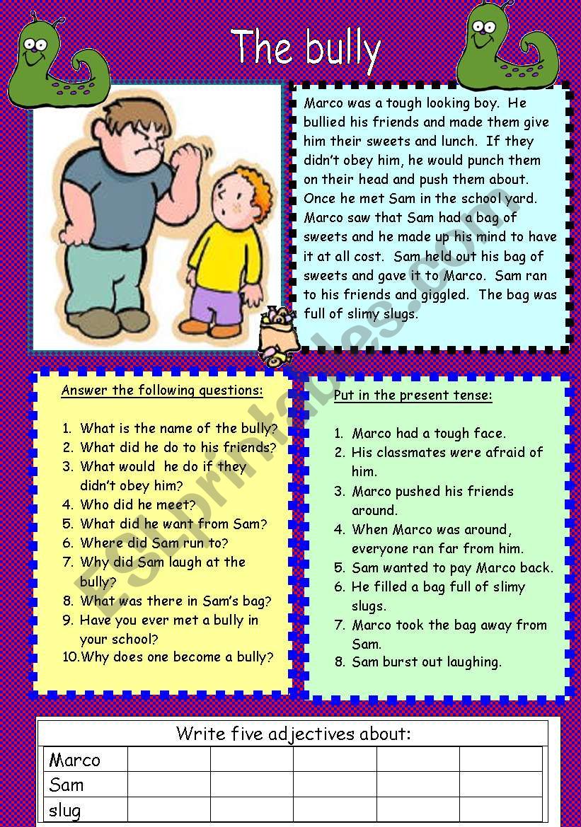 The bully worksheet