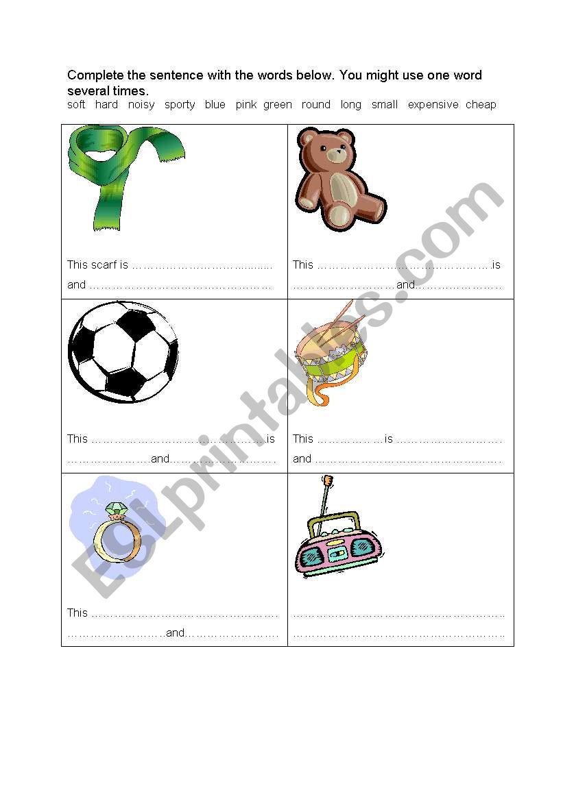 Adjectives worksheet