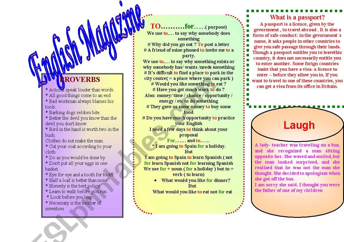 English magazne worksheet