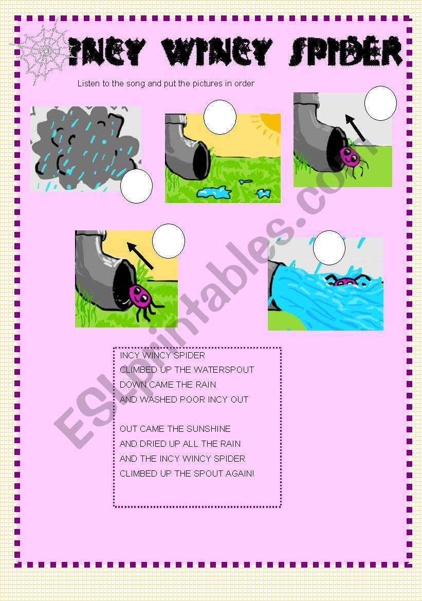 Incy Wincy Spider worksheet