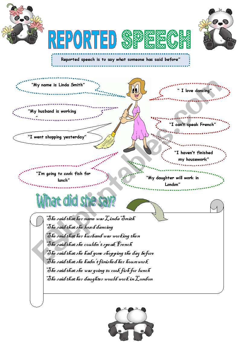 REPORTED SPEECH worksheet