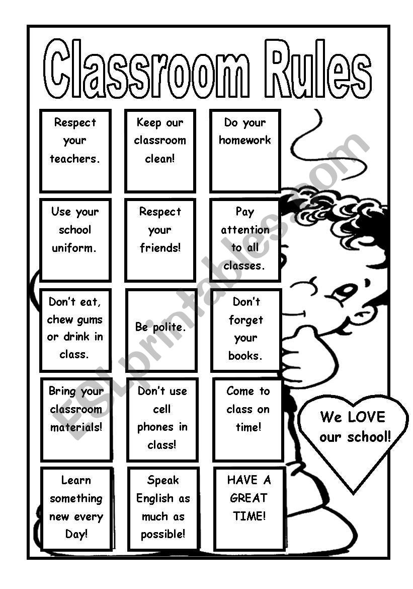 POSTER: CLASSROOM RULES worksheet