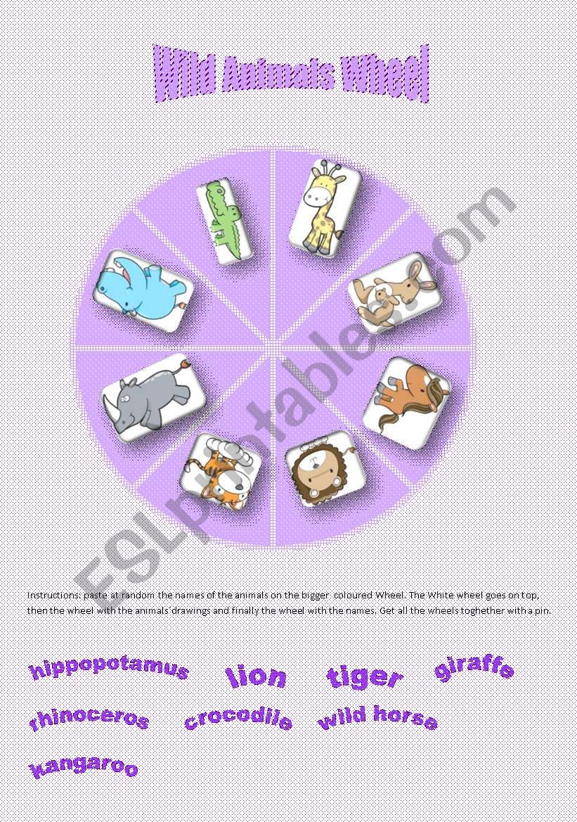 Wild animals Wheel worksheet