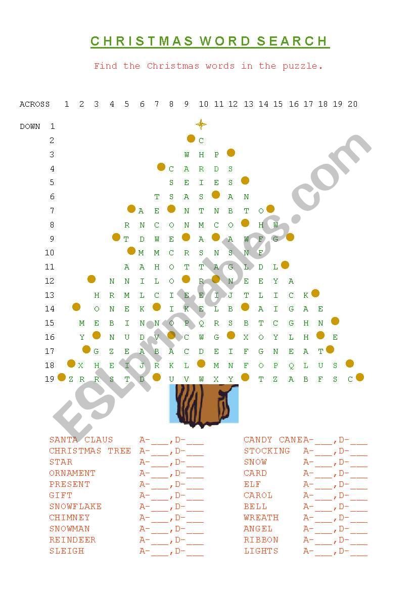 Christmas Word Search worksheet