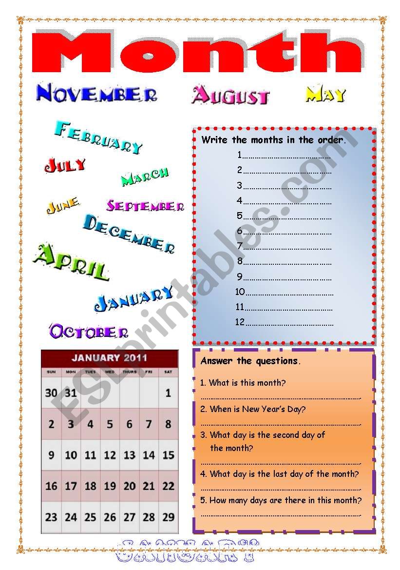 Month worksheet