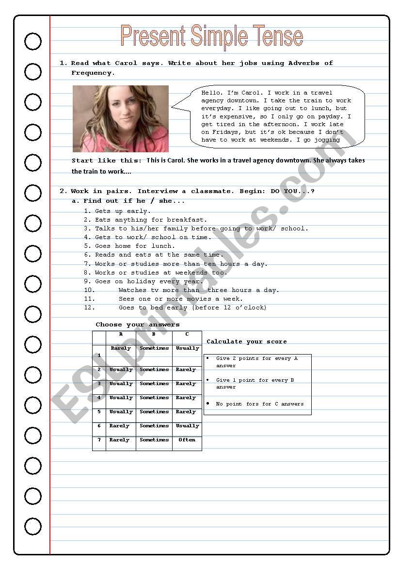 PRESENT SIMPLE TENSE worksheet