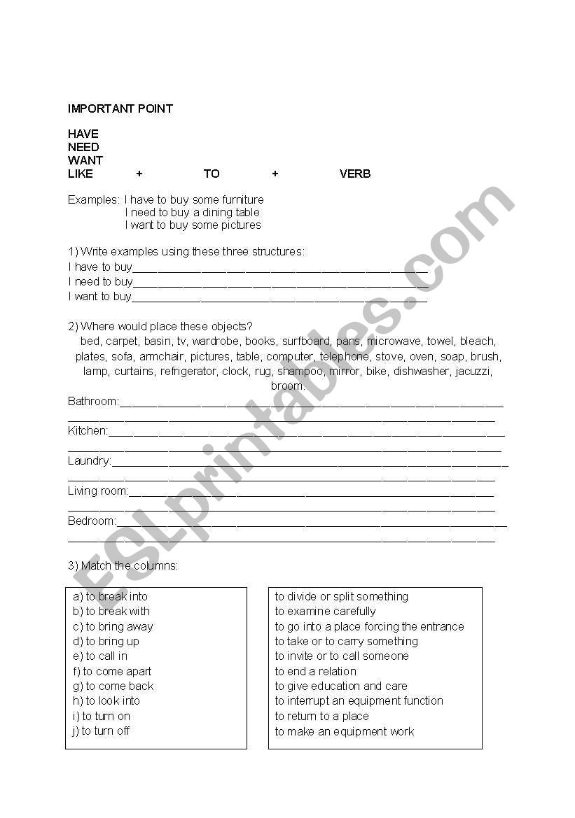 Phrasal Verbs and Structures Activities