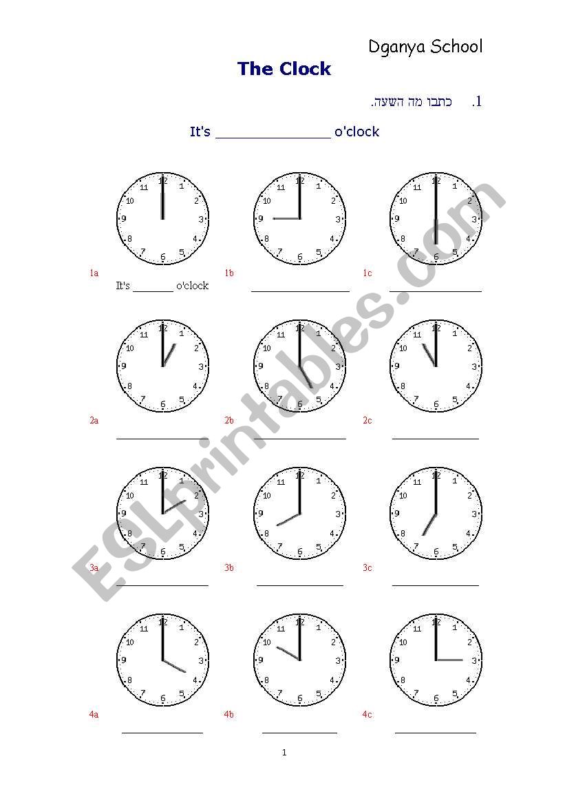 The clock worksheet