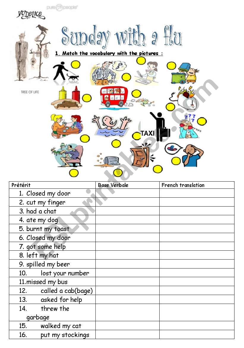 Sunday with a flu activity worksheet