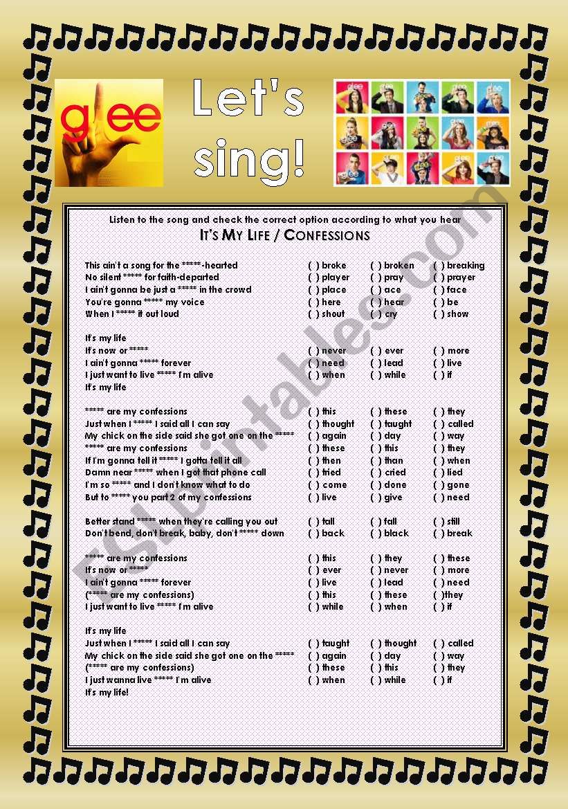 GLEE SERIES  SONGS FOR CLASS! S01E06  TWO SONGS  FULLY EDITABLE WITH KEY!