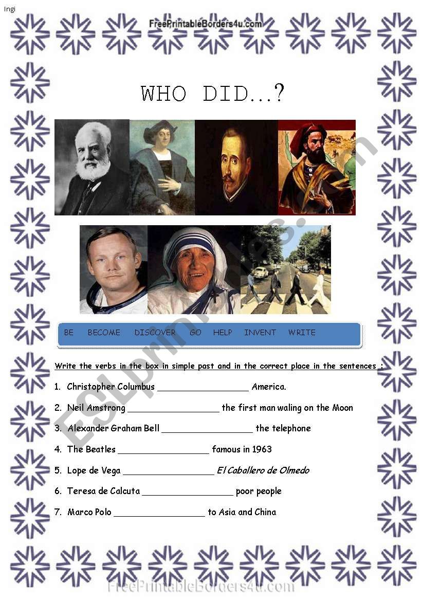 WHO DID...? worksheet