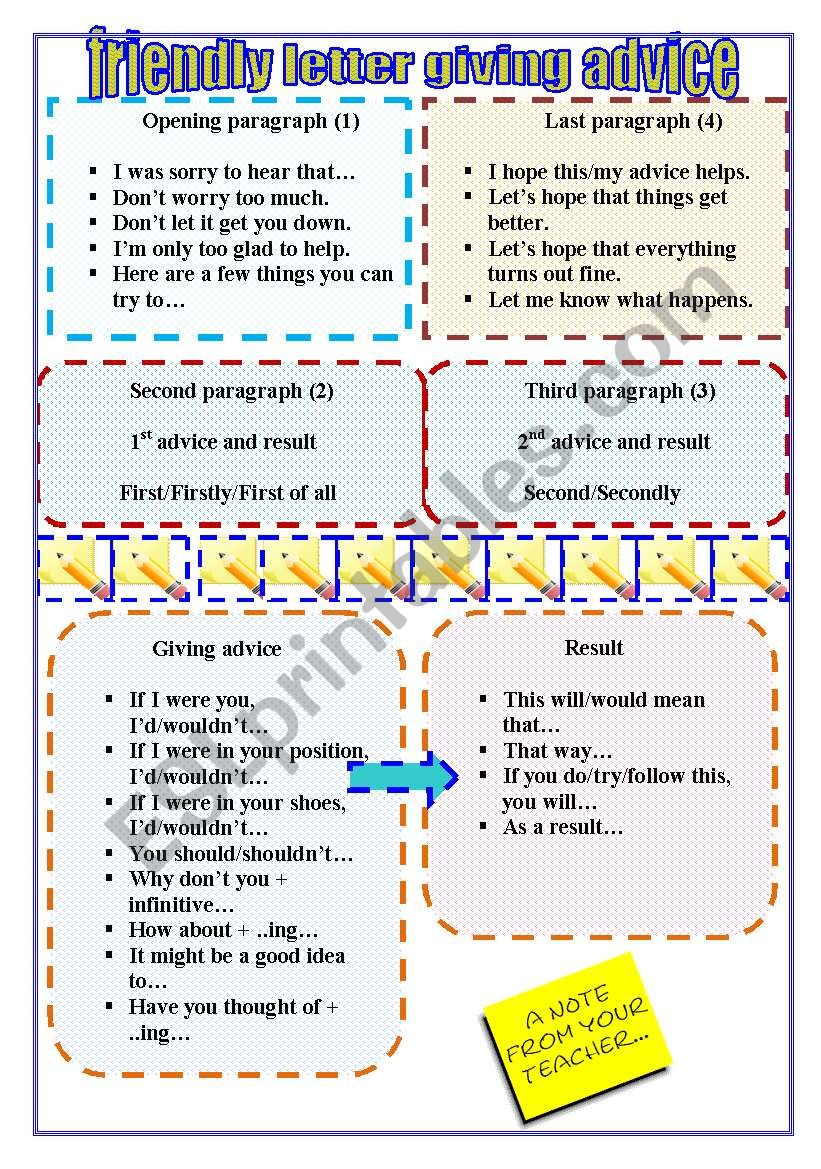 friendly letter giving advice layout