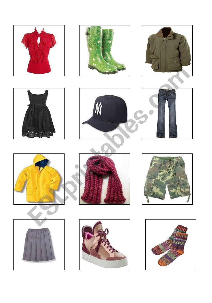 Clothing Flash Cards worksheet