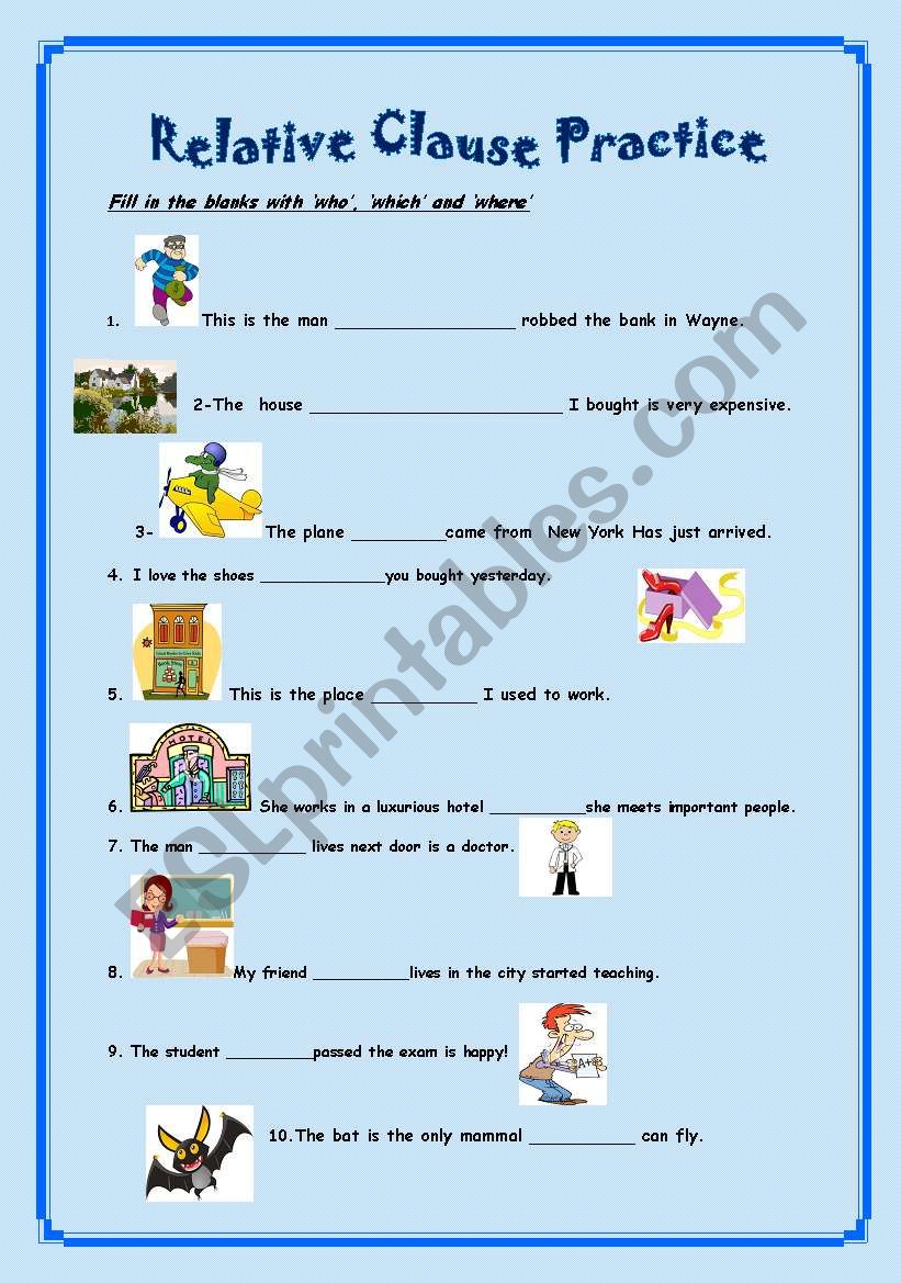 Relative Clause Practice worksheet