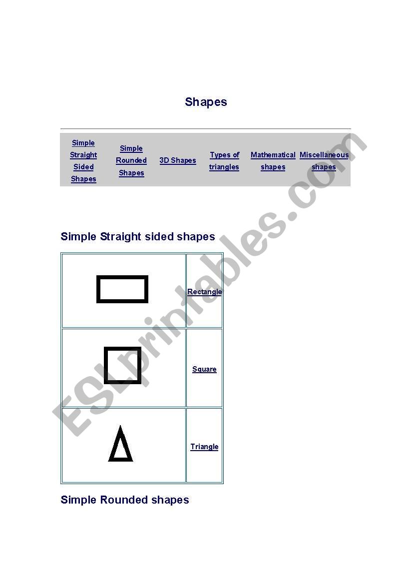 shapes worksheet