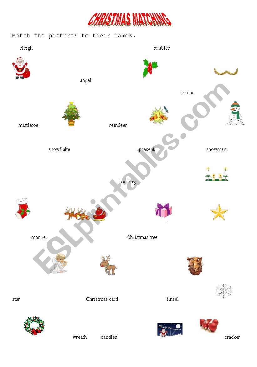 Christmas matching worksheet