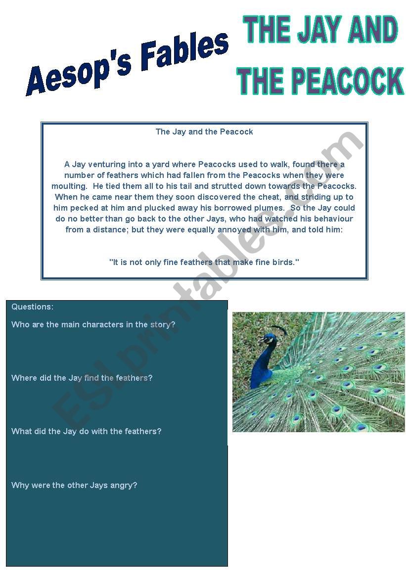 The Jay and the Peacock worksheet