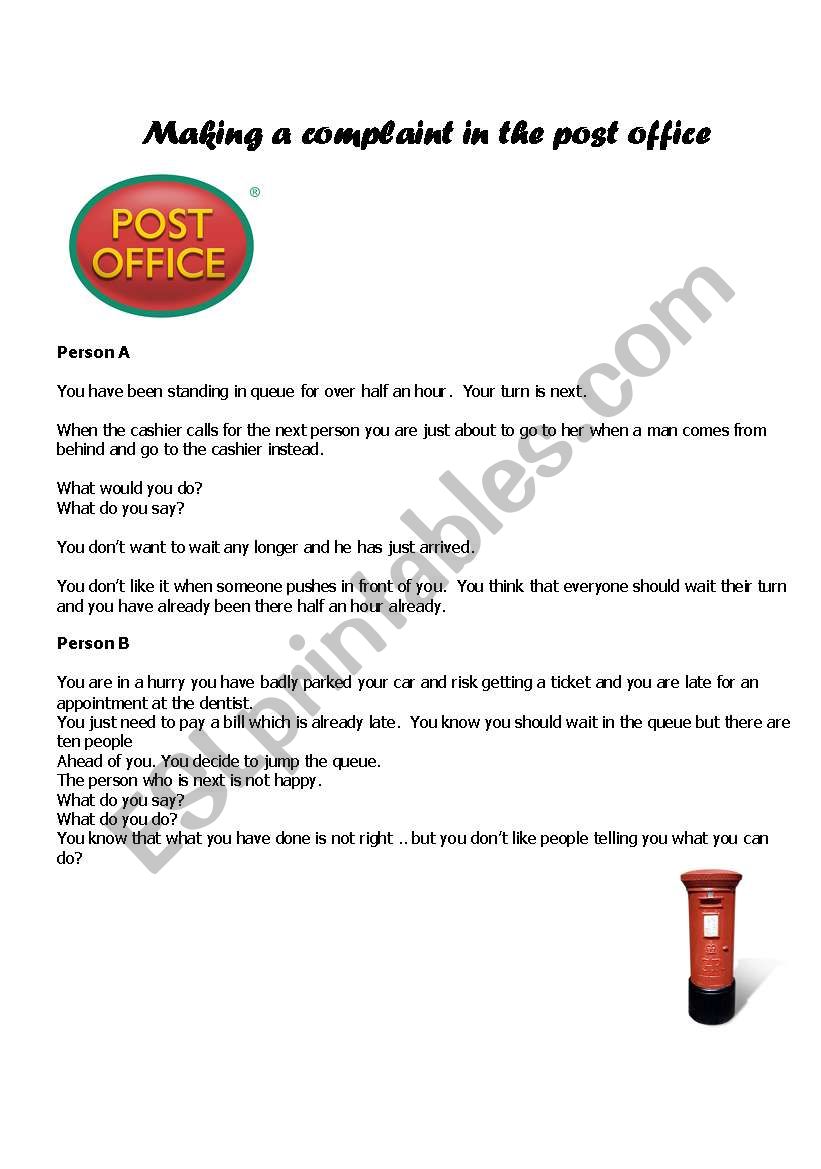 complaining worksheet