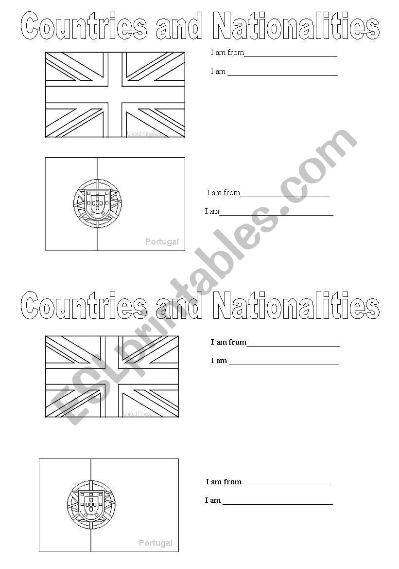 Country and nacinality worksheet