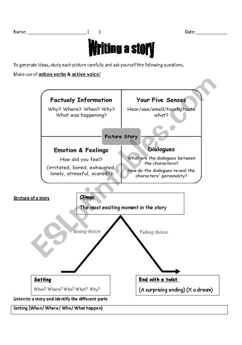 Writing a story worksheet