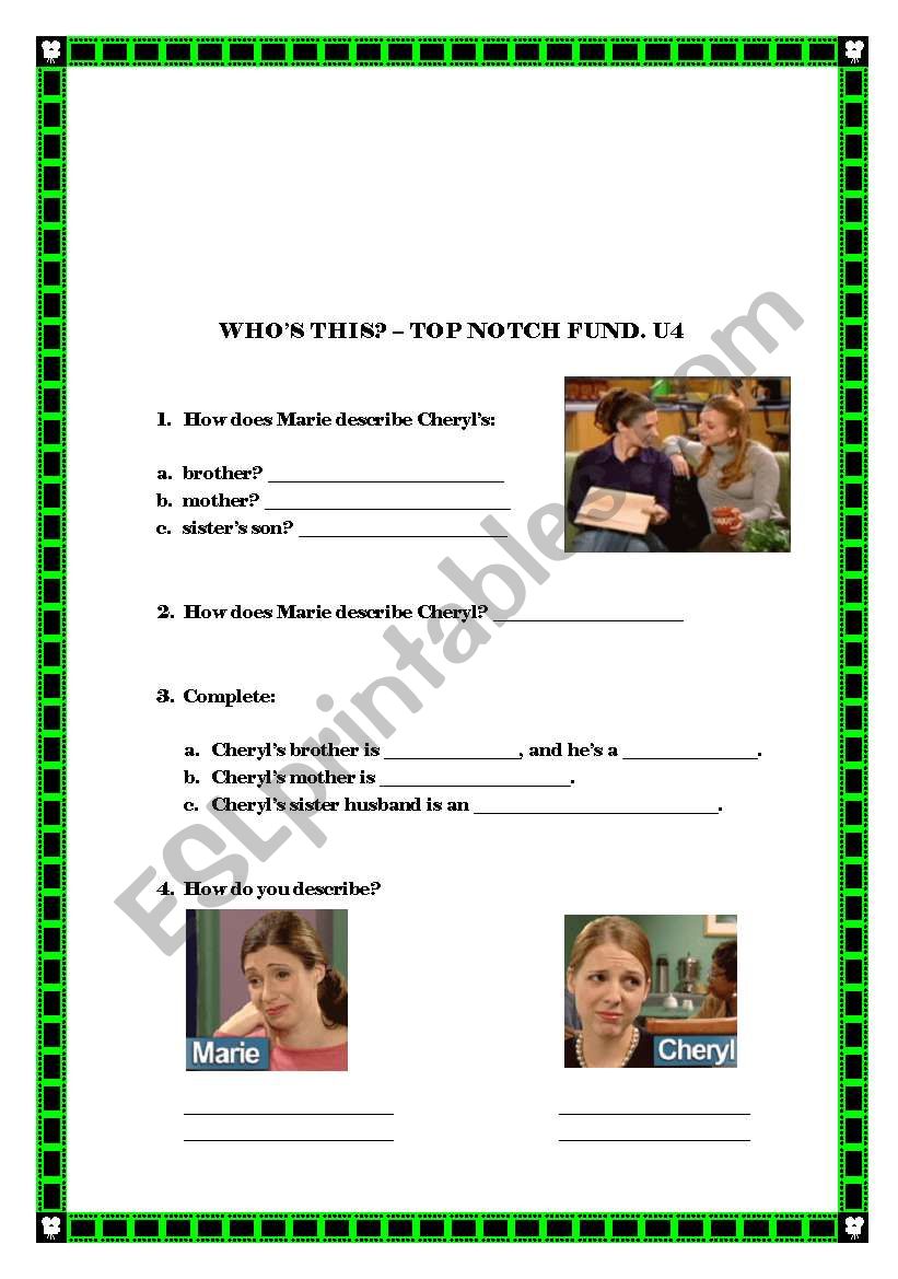 whos this? - top notch worksheet