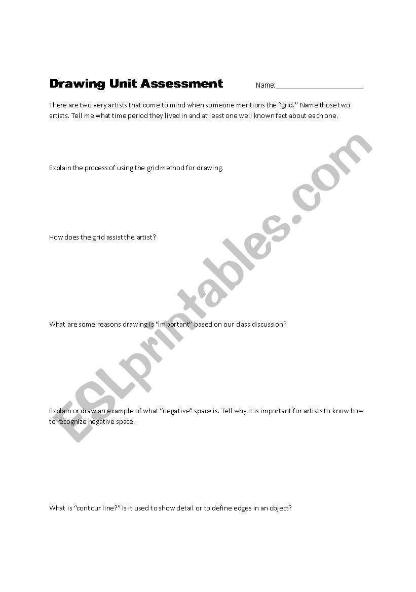 Drawing Unit Questions worksheet