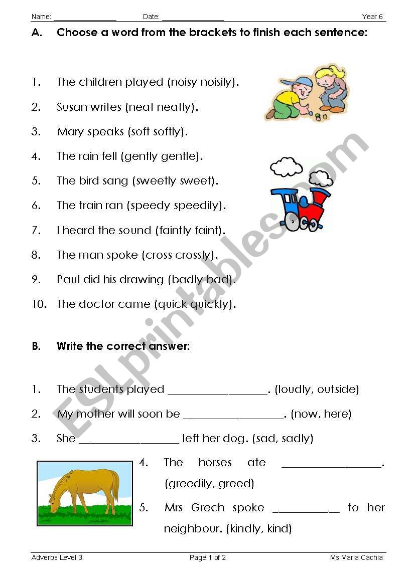 Adverbs worksheet
