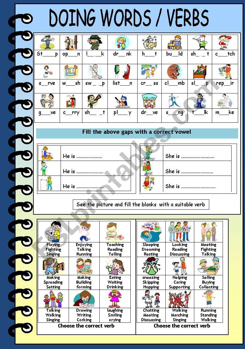 Doing words. worksheet