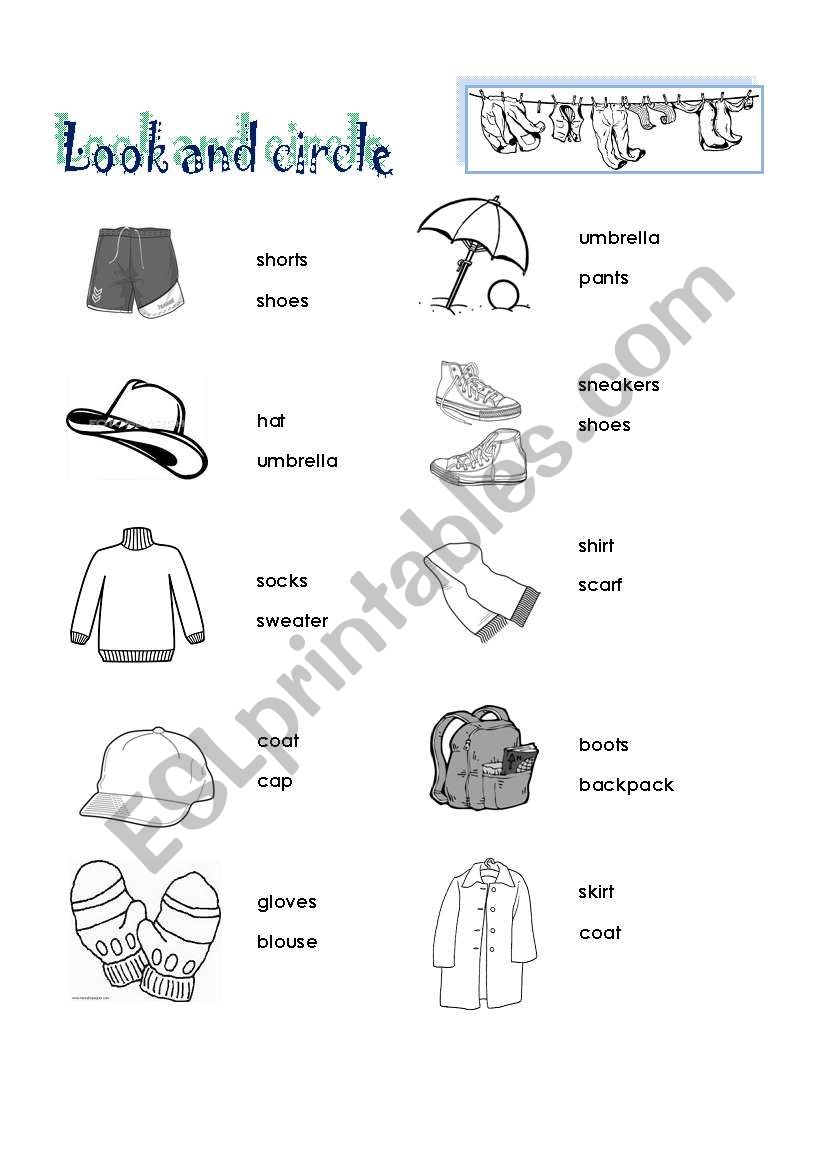 clothes vocabulary worksheet