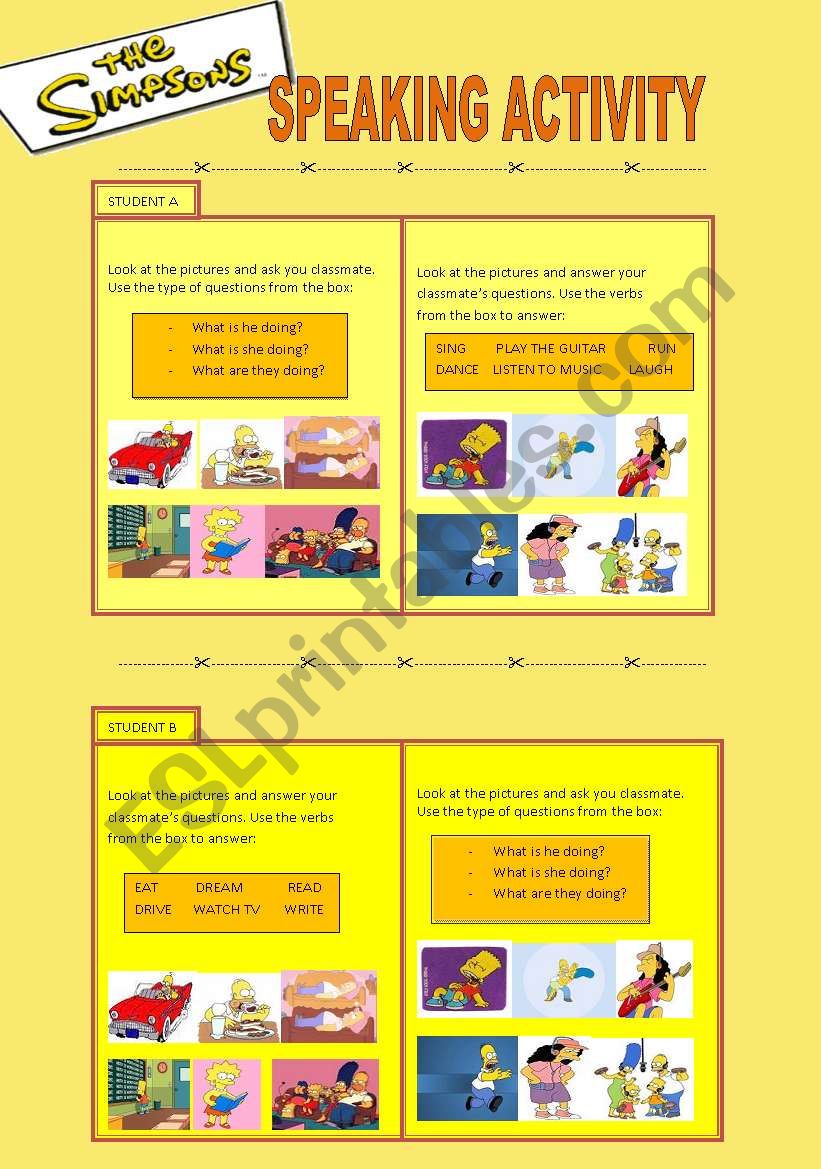 THE SIMPSONS SPEAKING ACTIVITY