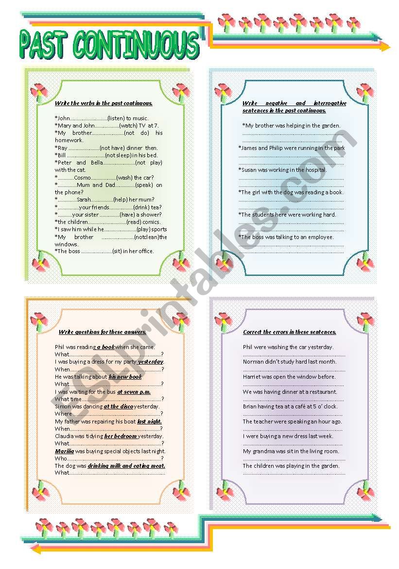 past continuous practice. worksheet