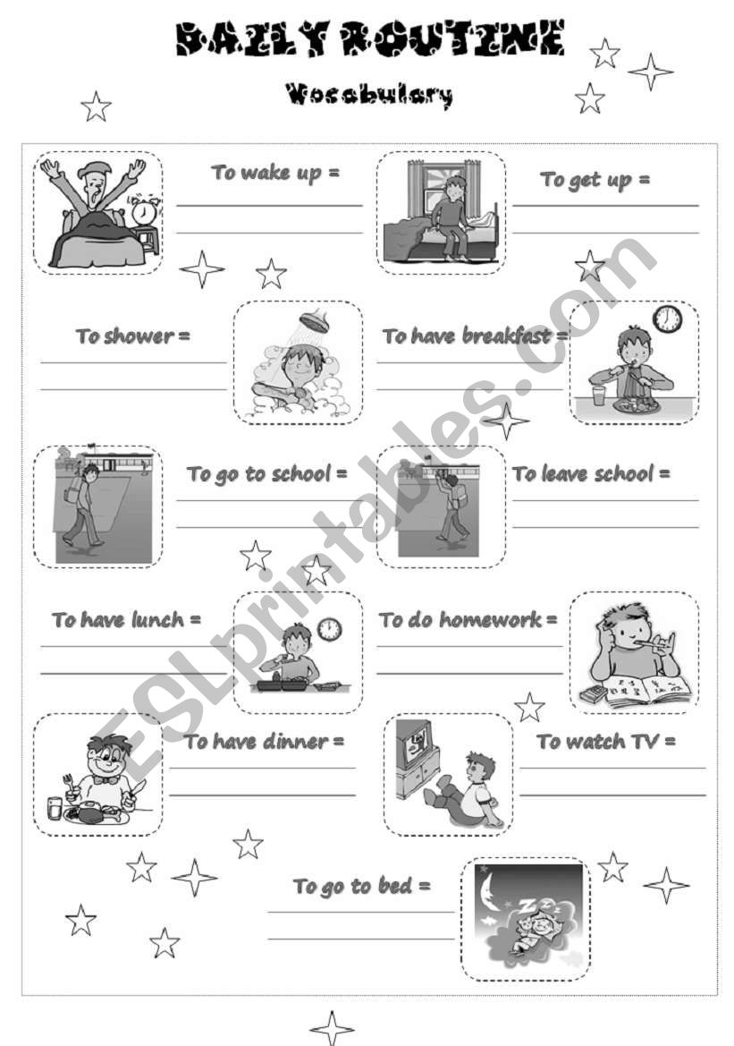 Daily Routine Vocabulary worksheet