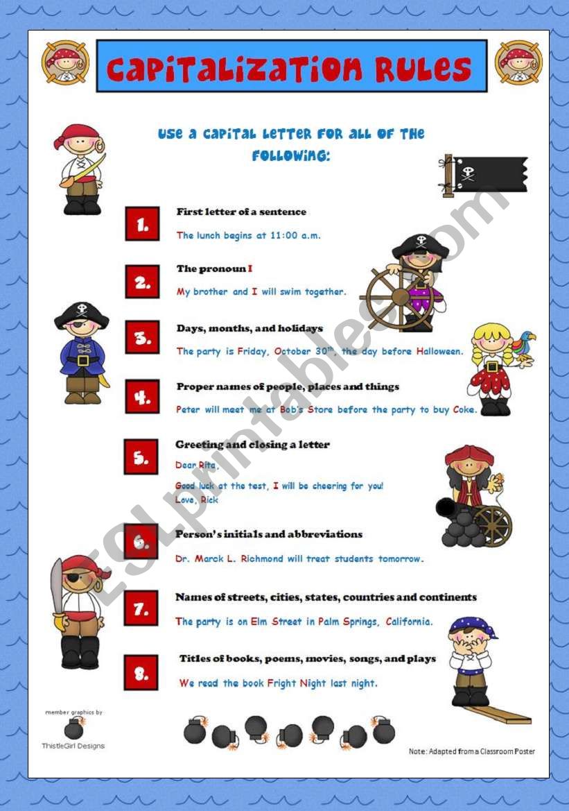 Capitalization Rules worksheet