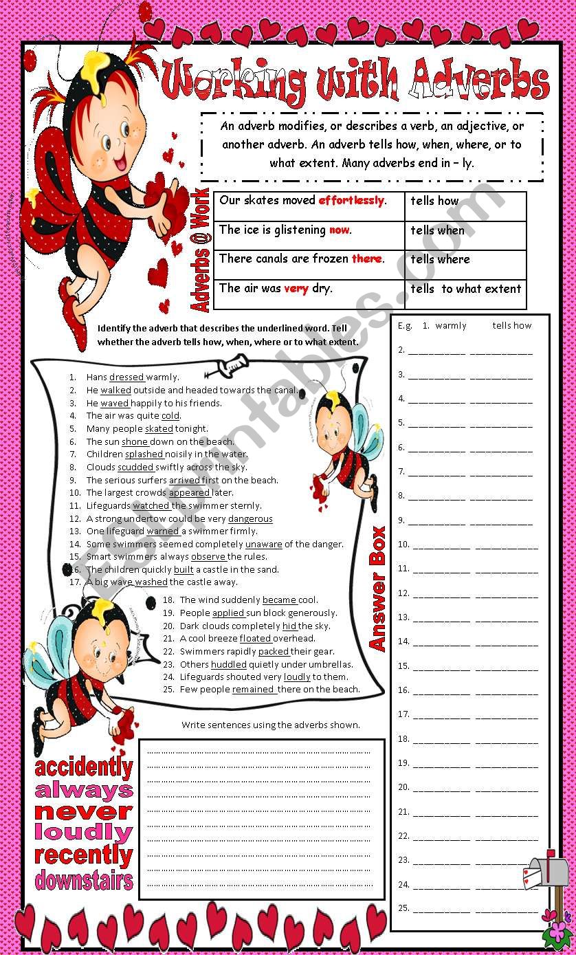 Working with Adverbs worksheet