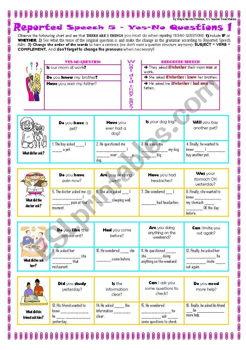 5 REPORTED SPEECH  - Yes-No Questions 1 