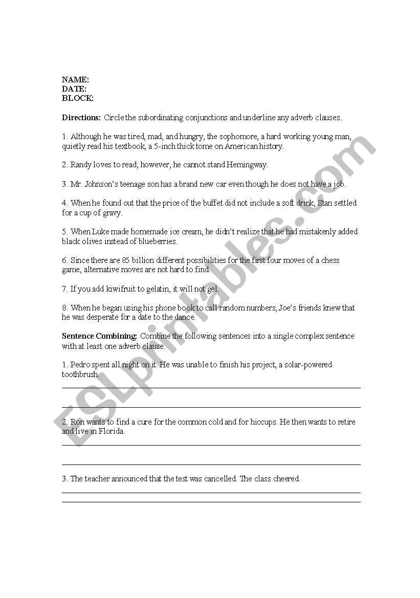 transition words and phrases worksheet