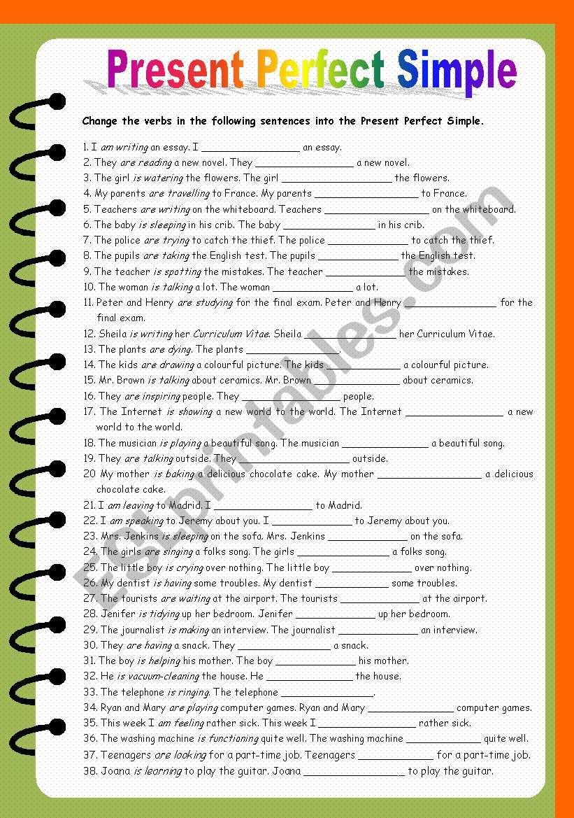 Present Perfect Simple worksheet