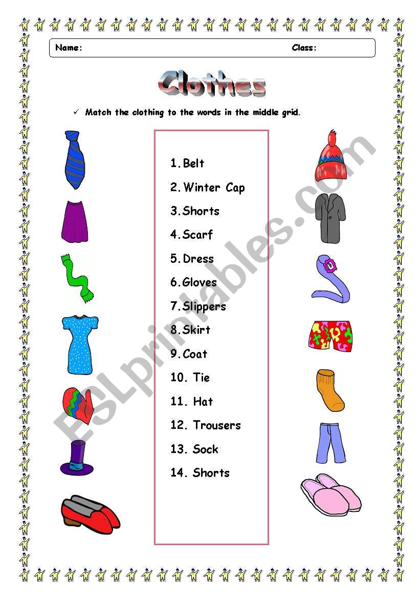 Clothes worksheet