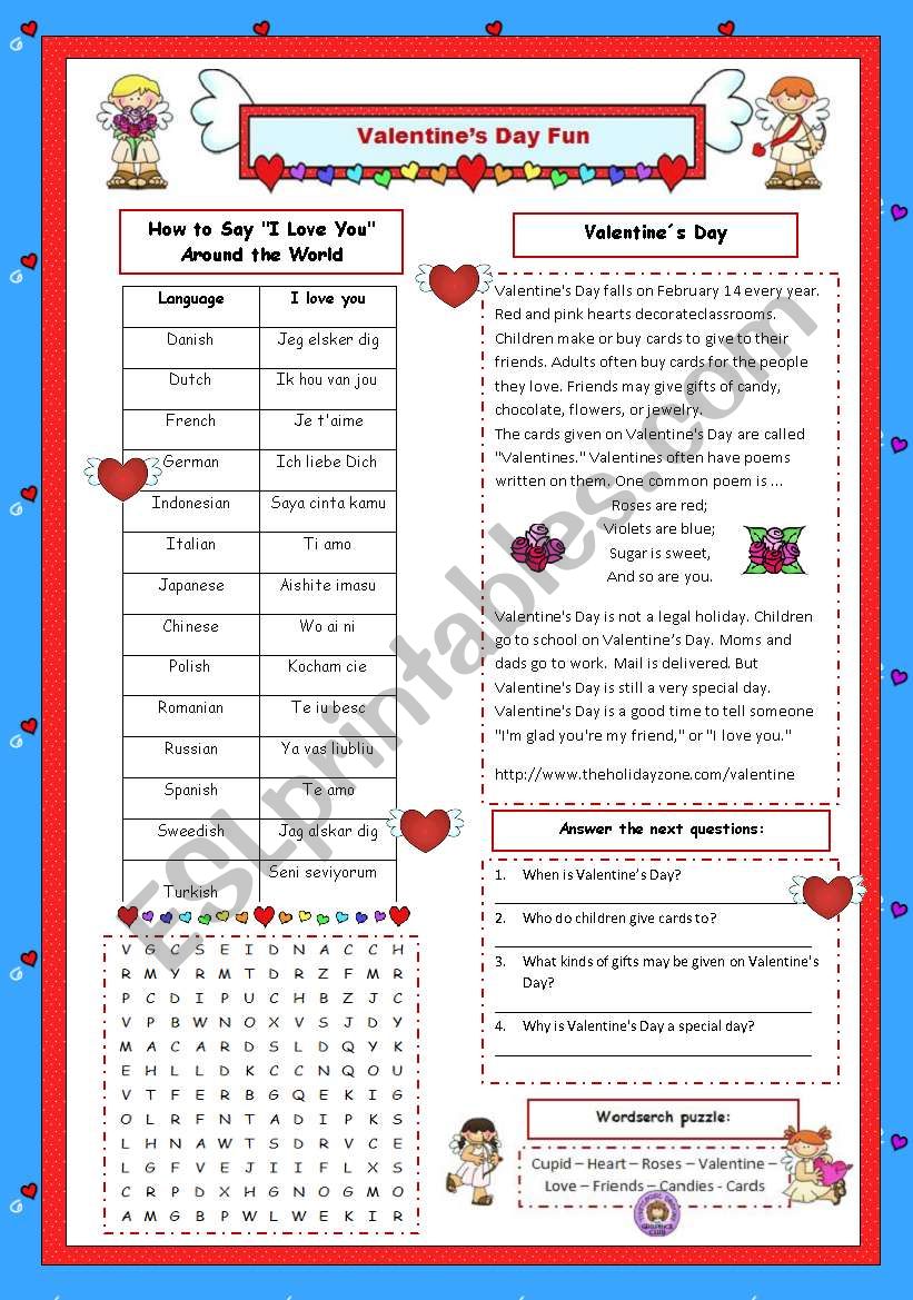 Valentines Day Fun worksheet