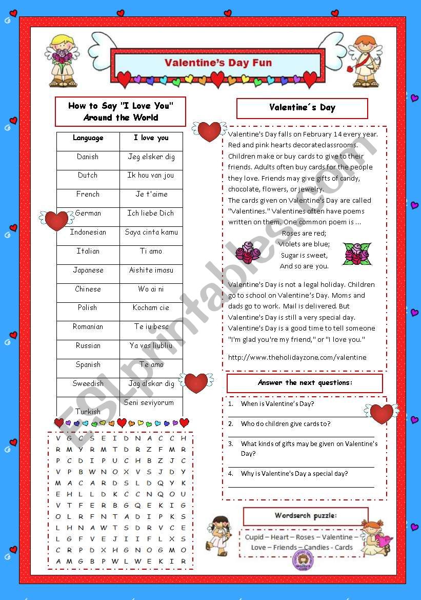 ValentineÂ´s Day Fun worksheet