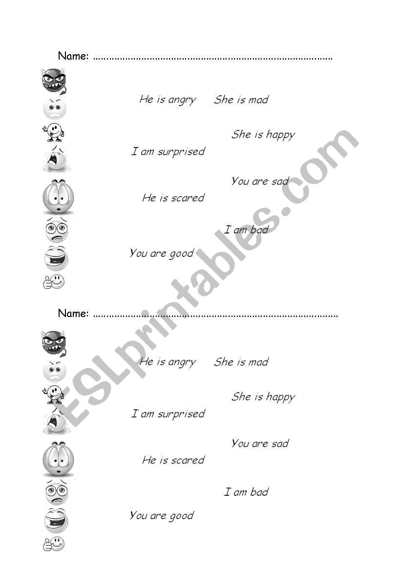 Feelings worksheet