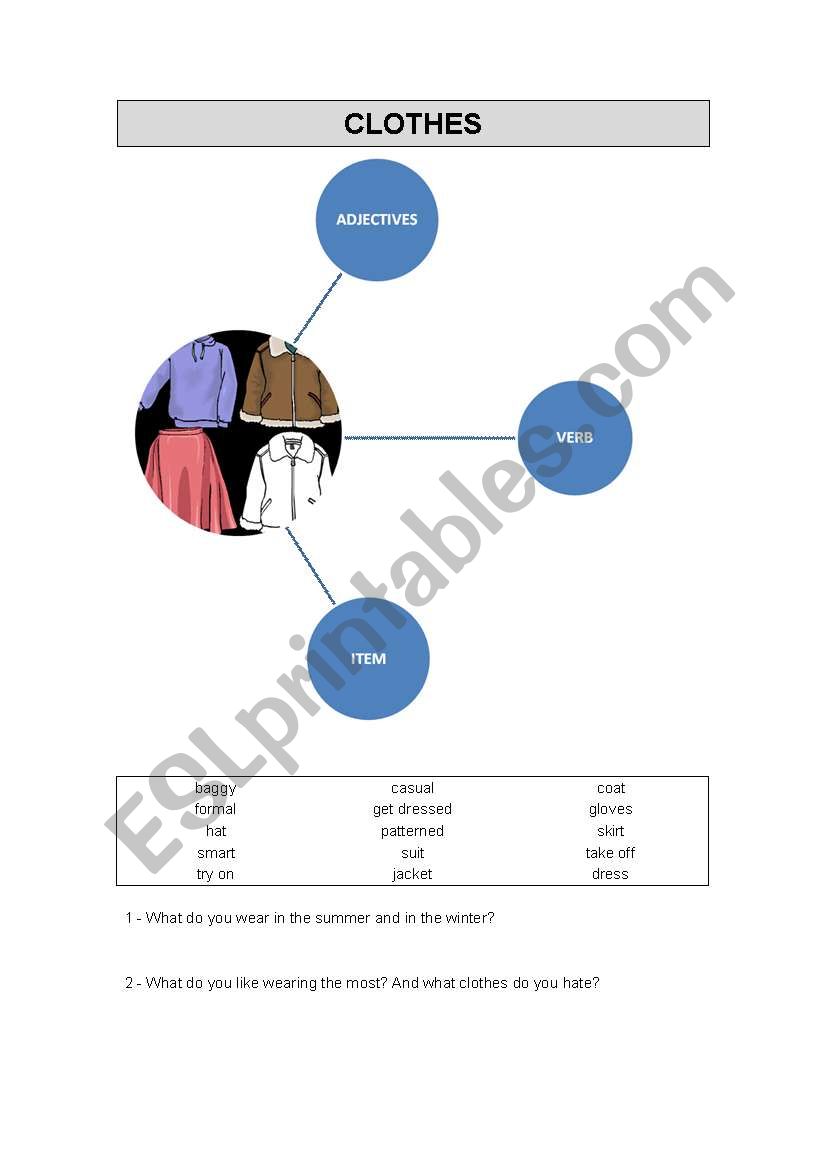 Clothes worksheet